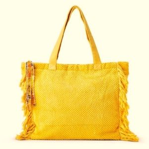 NWT Yellow Terry Beach Tote with Matching Pouch